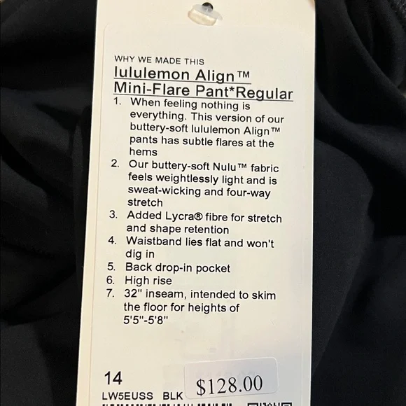 Lululemon Align HR MIni -Flare Leggings 32” Black 6,8,10,12 & 14 NWT - Picture 14 of 14